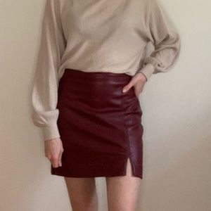 Maroon high rise mini skirt